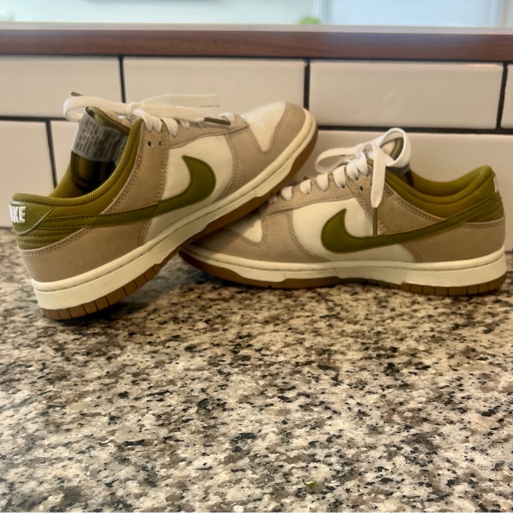 Nike Big Kids Olive Green and Beige Low-Top Sneakers - Picture 3 of 8